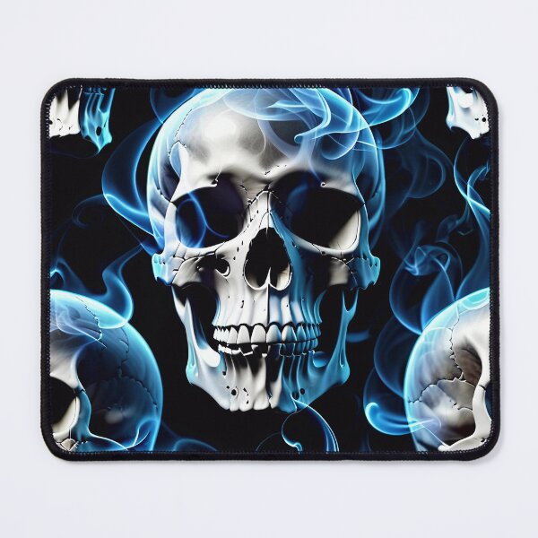 Item preview, Cool Blue Smoke Skull Art Pattern designed and sold by TheArtOfPat.