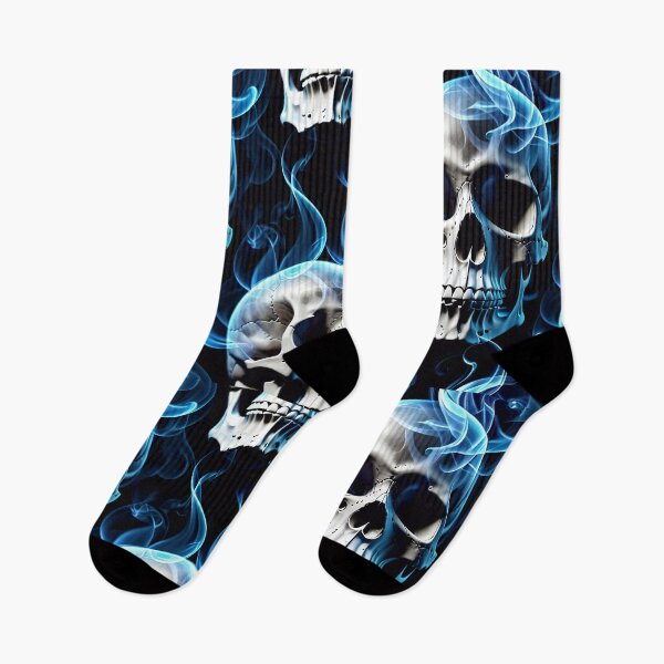 Item preview, Cool Blue Smoke Skull Art Pattern designed and sold by TheArtOfPat.