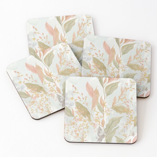 Item preview, Soft pastel illustration of leaves and delicate flowers designed and sold by JANA4446.