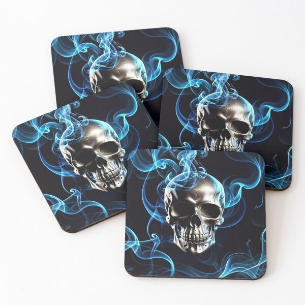 Item preview, Cool Blue Smoke Skull Art Pattern designed and sold by TheArtOfPat.