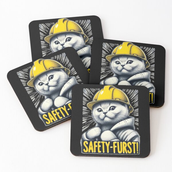 Item preview, cat with hard hat safety furst funny gift  designed and sold by CreateRabbits.