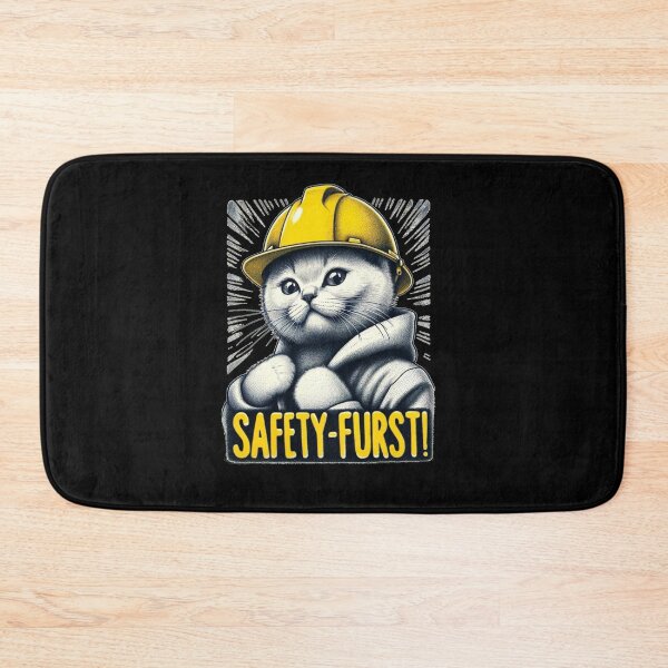 Item preview, cat with hard hat safety furst funny gift  designed and sold by CreateRabbits.