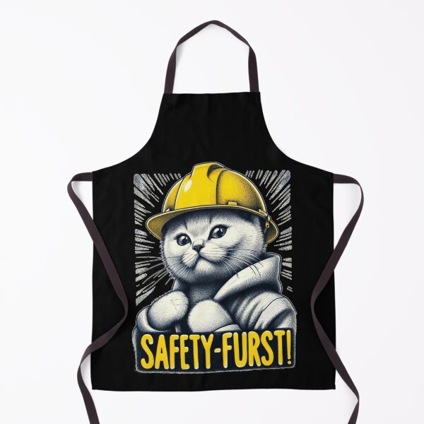 Item preview, cat with hard hat safety furst funny gift designed and sold by CreateRabbits.