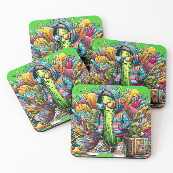 Item preview, Urban Jungle Cucumber, Funky Street Art Character with Graffiti and Color Splash designed and sold by WickedAI.
