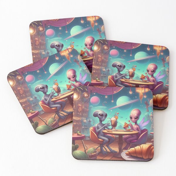 Item preview, alien meeting in a cafe designed and sold by MyHappyArtShop.