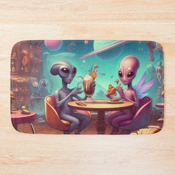 Artikelvorschau, Alien-Treffen in einem Café entworfen und verkauft von MyHappyArtShop.