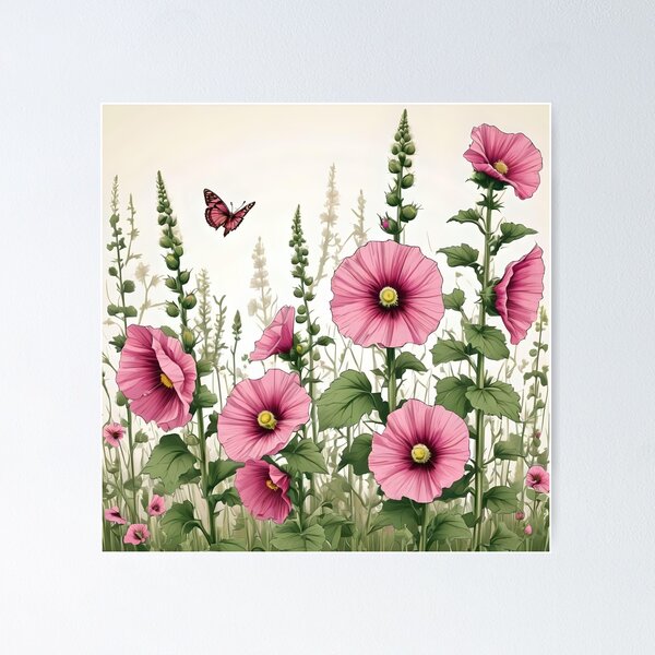 Item preview, Hollyhock Garden designed and sold by Ciervo Primavera.