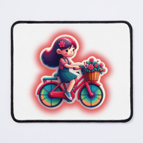 Item preview, cute girls with red bike and basket flowers designed and sold by KAYDEE01212 ✨.