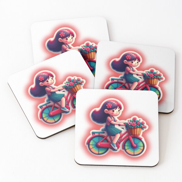 Item preview, cute girls with red bike and basket flowers designed and sold by KAYDEE01212 ✨.