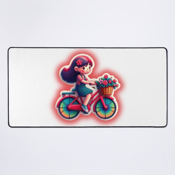 Item preview, cute girls with red bike and basket flowers designed and sold by KAYDEE01212 ✨.