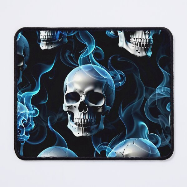 Item preview, Cool Blue Smoke Skull Art Pattern designed and sold by TheArtOfPat.