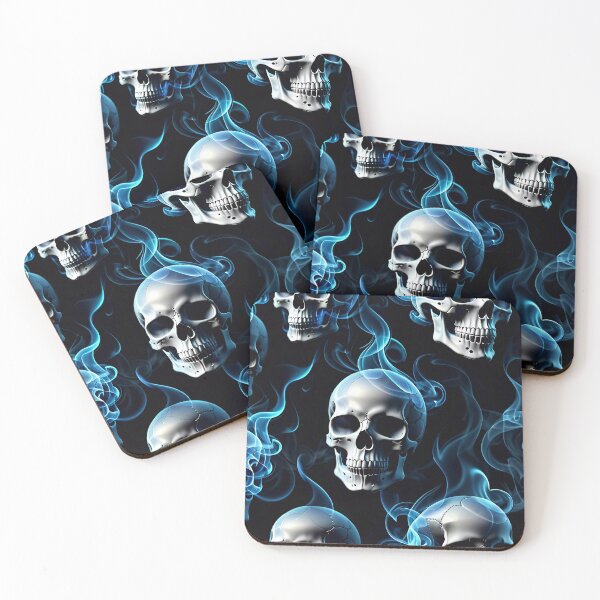 Item preview, Cool Blue Smoke Skull Art Pattern designed and sold by TheArtOfPat.