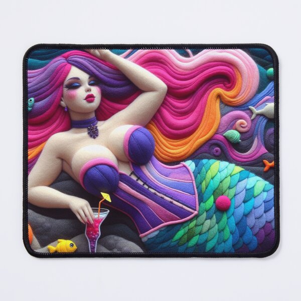 Item preview, Burlesque Mermaid Lounging and Drinking on the Beach designed and sold by FairytalePress.