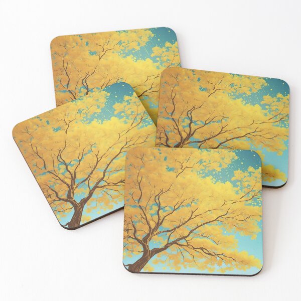 Item preview, Yellow tree with blue background designed and sold by Ciervo Primavera.