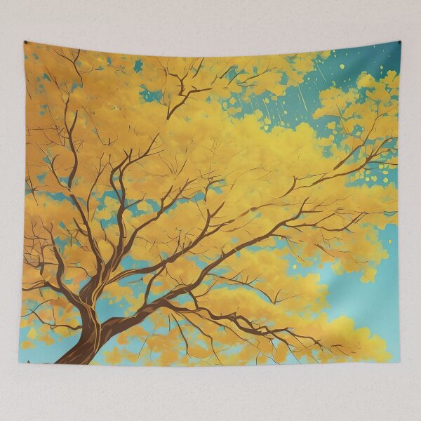 Item preview, Yellow tree with blue background designed and sold by Ciervo Primavera.