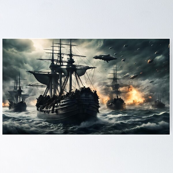 Item preview, Stormy Seas, Timeless War: Age of Sail Ships in a Futuristic Combat Scene designed and sold by centaurius21.
