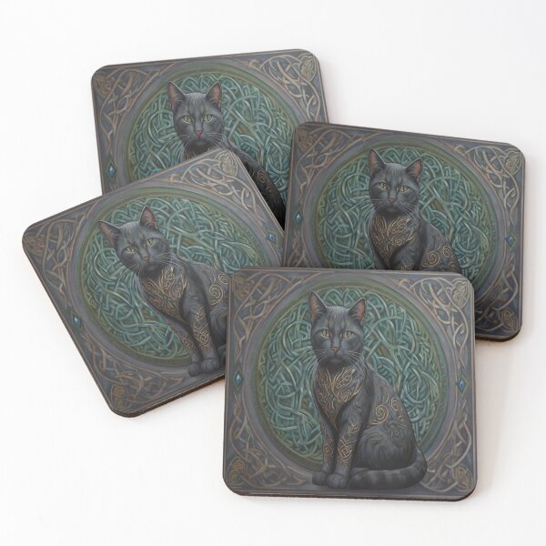Item preview, Cat Animal Art Celtic Knot designed and sold by druidwolfart.