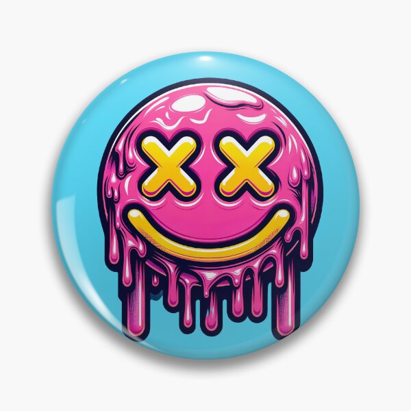 Item preview, Psychedelic Melt: Neon Drip Smiley Face in Vibrant Pink designed and sold by WickedAI.