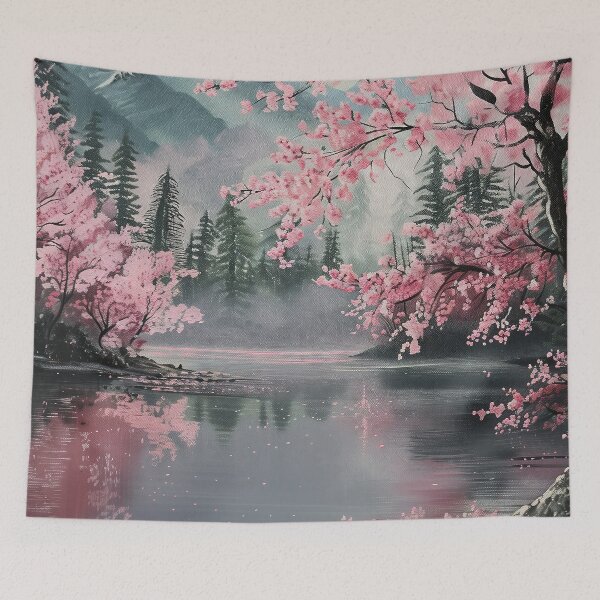 Item preview, Blossoms in Bloom: Japanese Cherry Trees in Traditional Canvas Painting designed and sold by Mullet Monkey.