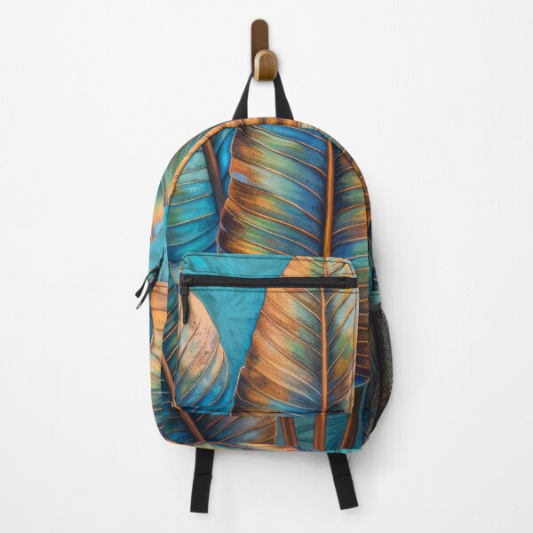 Item preview, Blue and Orange Tropical Leaves Painting. designed and sold by MargaretWiktor.