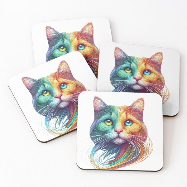 Item preview, A dazzling artistic painting of a cat illuminated in rainbow designed and sold by ROYAL-STAR.