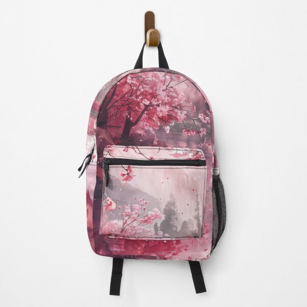 Item preview, Serene Sakura: Traditional Canvas Artwork of Japanese Cherry Blossoms, Capturing the Tranquility of Nature, Landscape, and Iconic Shintoo Temple designed and sold by Mullet Monkey.