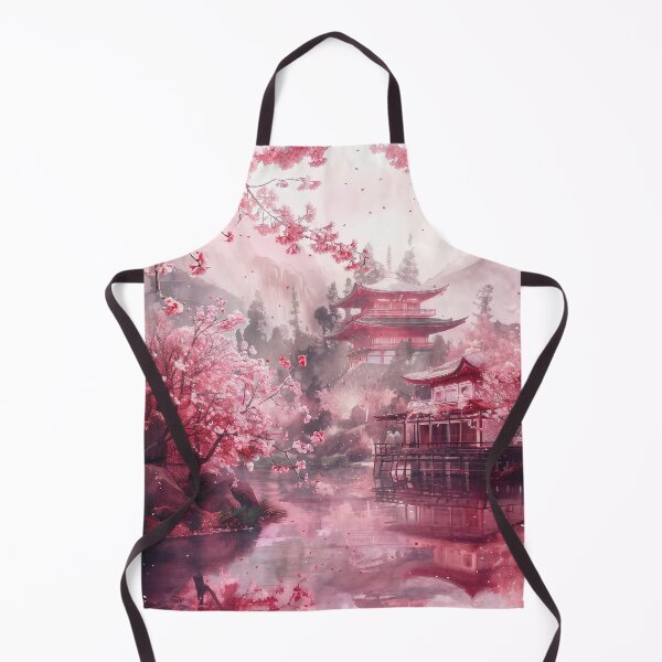 Item preview, Serene Sakura: Traditional Canvas Artwork of Japanese Cherry Blossoms, Capturing the Tranquility of Nature, Landscape, and Iconic Shintoo Temple designed and sold by Mullet Monkey.