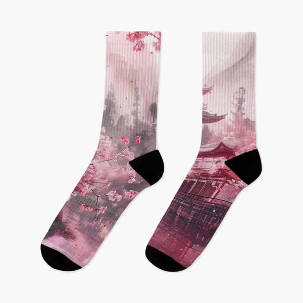 Item preview, Serene Sakura: Traditional Canvas Artwork of Japanese Cherry Blossoms, Capturing the Tranquility of Nature, Landscape, and Iconic Shintoo Temple designed and sold by Mullet Monkey.