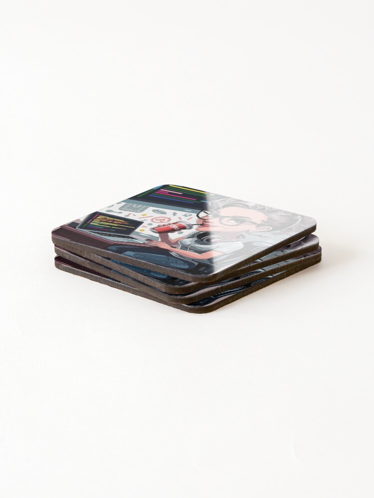 Thumbnail 4 of 5, Coasters (Set of 4), Code like a Girl designed and sold by softwaretesting.