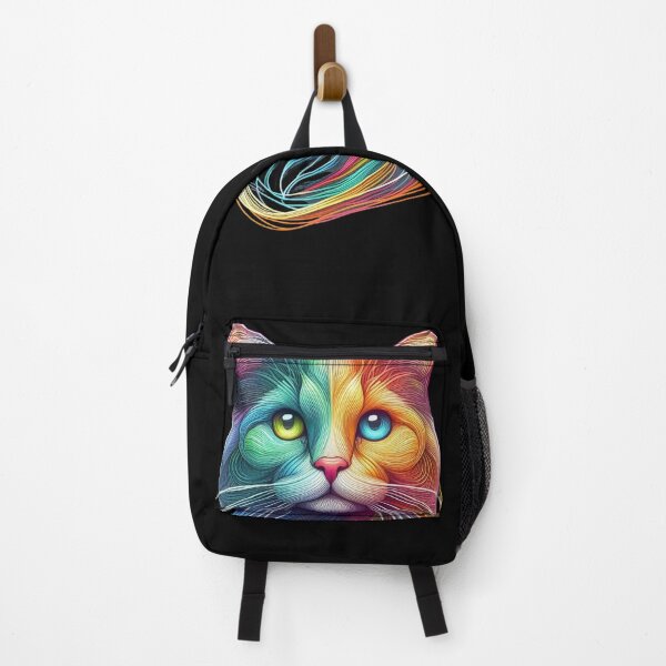 Item preview, Una deslumbrante pintura artística de un gato iluminado por un arco iris. designed and sold by ROYAL-STAR.