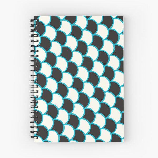 Item preview, Black & White Semicircle Scales Teal Trim Prolific Pattern designed and sold by Alchemy-A-La-G.