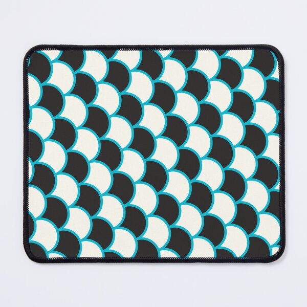 Item preview, Black & White Semicircle Scales Teal Trim Prolific Pattern designed and sold by Alchemy-A-La-G.