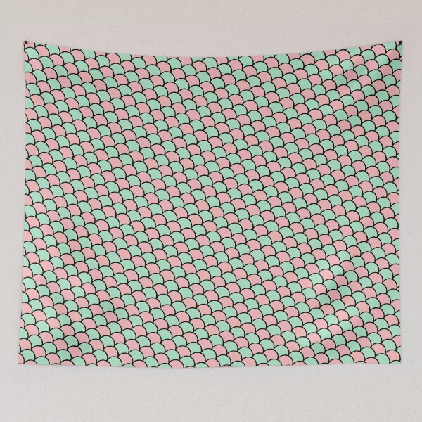 Item preview, Pink & Mint Semicircle Scales Black Trim Prolific Pattern designed and sold by Alchemy-A-La-G.