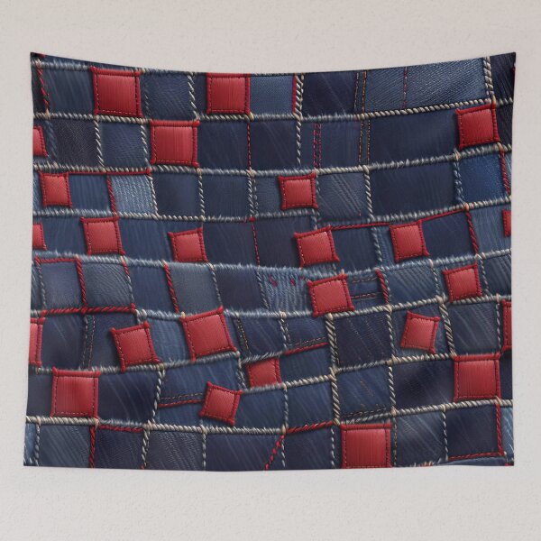 Item preview, Blue And Red Abstract Denim Pattern designed and sold by TheArtOfPat.