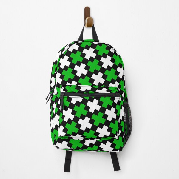 Item preview, Green & White Plus Alternating Symbols Black Prolific Pattern designed and sold by Alchemy-A-La-G.