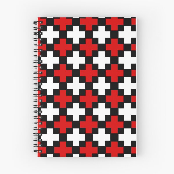 Item preview, Red & White Plus Cross Symbols Black Prolific Pattern designed and sold by Alchemy-A-La-G.