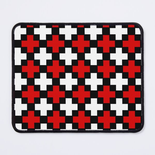 Item preview, Red & White Plus Cross Symbols Black Prolific Pattern designed and sold by Alchemy-A-La-G.
