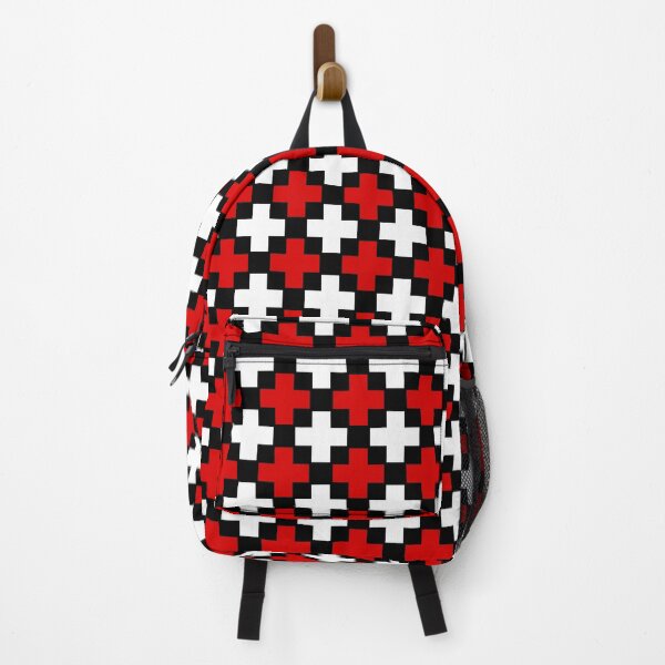 Item preview, Red & White Plus Cross Symbols Black Prolific Pattern designed and sold by Alchemy-A-La-G.