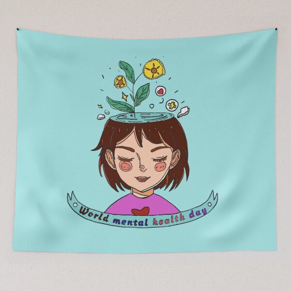 Item preview, Woman with flowers on her head to promote mental health awareness. designed and sold by Sabrina-1988.
