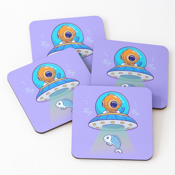 Item preview, Extraterrestrial Catch: Cute Diver Cartoon Vector Icon designed and sold by hjian8219.