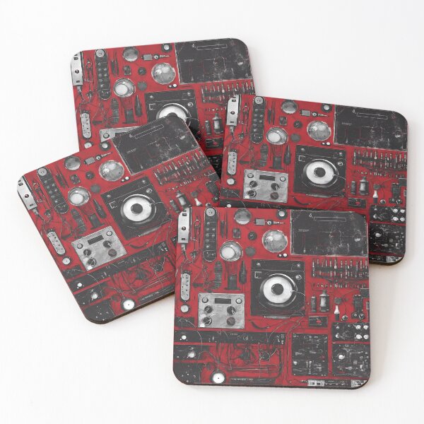 Item preview, Collage Design with Red background and various tech equipment designed and sold by LEKEMO.