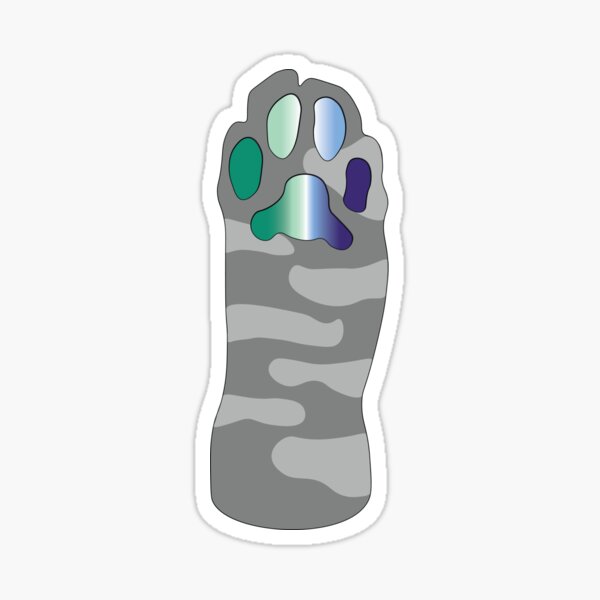 Grey Tabby Cat Paw Gay Toe Beans Sticker