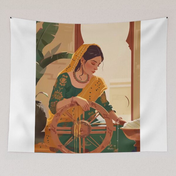 Item preview, Modern Indian woman weaving designed and sold by Rockwpapart.