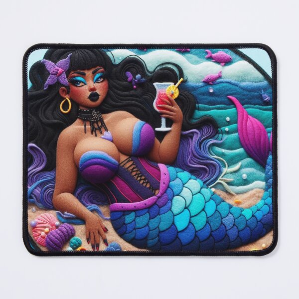 Item preview, Beautiful Dark Burlesque Mermaid on the Shore with a Drink designed and sold by FairytalePress.