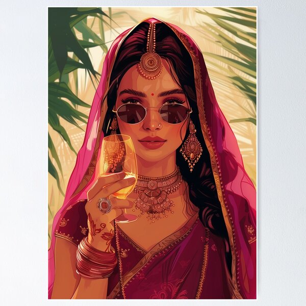 Item preview, Modern Indian Woman Drinking Art designed and sold by Rockwpapart.