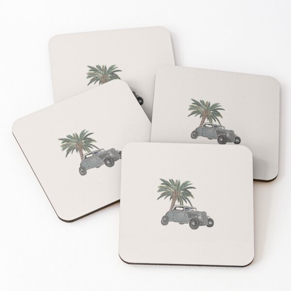 Item preview, Ford Vintage Retro Car with palm tree (beige) designed and sold by Squirrel Artwork.