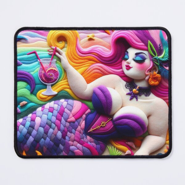 Item preview, Burlesque Mermaid Lounging on the Beach in Rainbow Hues designed and sold by FairytalePress.