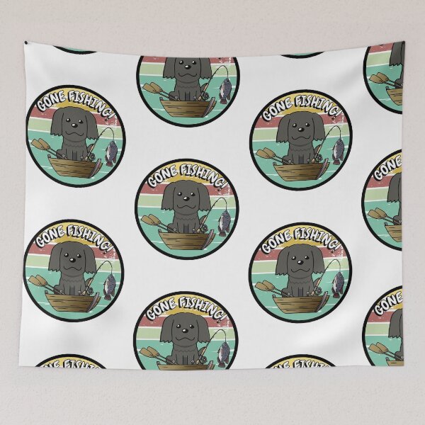 Item preview, Cute Black dog has gone fishing designed and sold by Pet Station.