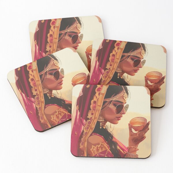 Item preview, Modern indian woman drinking tea designed and sold by Rockwpapart.