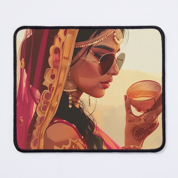 Item preview, Modern indian woman drinking tea designed and sold by Rockwpapart.